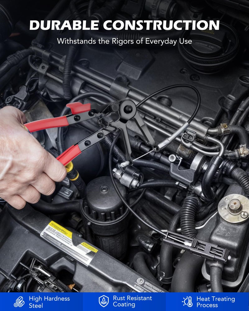 Orion Motor Tech Hose Clamp Pliers, Long Reach Wire Spring Hose Clamp Pliers Remover for Automotive Coolant Radiator Heater and Water Hose with Band Flat or Large Clamps - Image 5